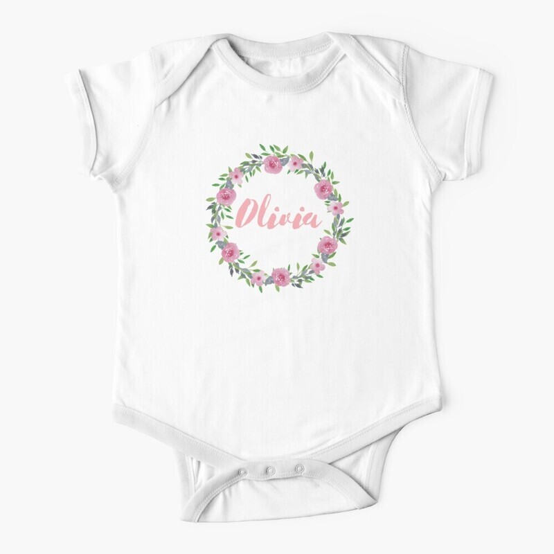 Custom Baby One-Piece Body Suit Flower Design