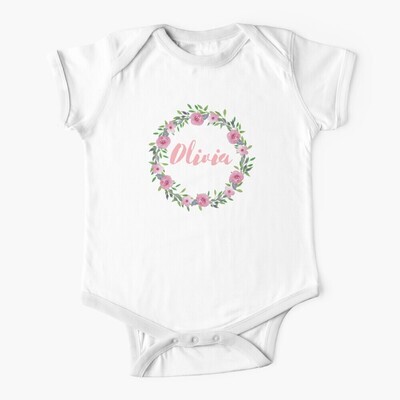 Custom Baby One-Piece Body Suit Flower Design