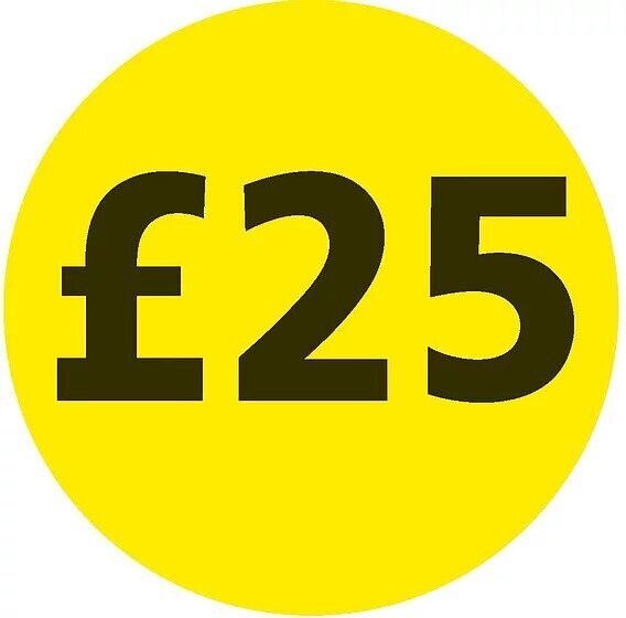 Various Circle Labels, 45 mm Dia yellow back ground & black text