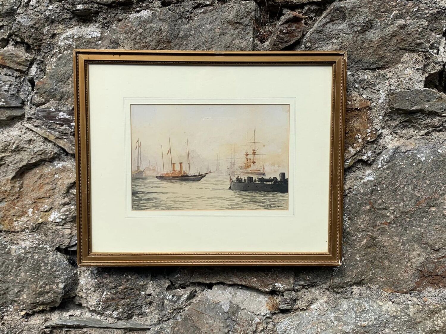 Watercolour of the Royal Yacht Alberta Transporting Queen Victoria from Cowes d.1901