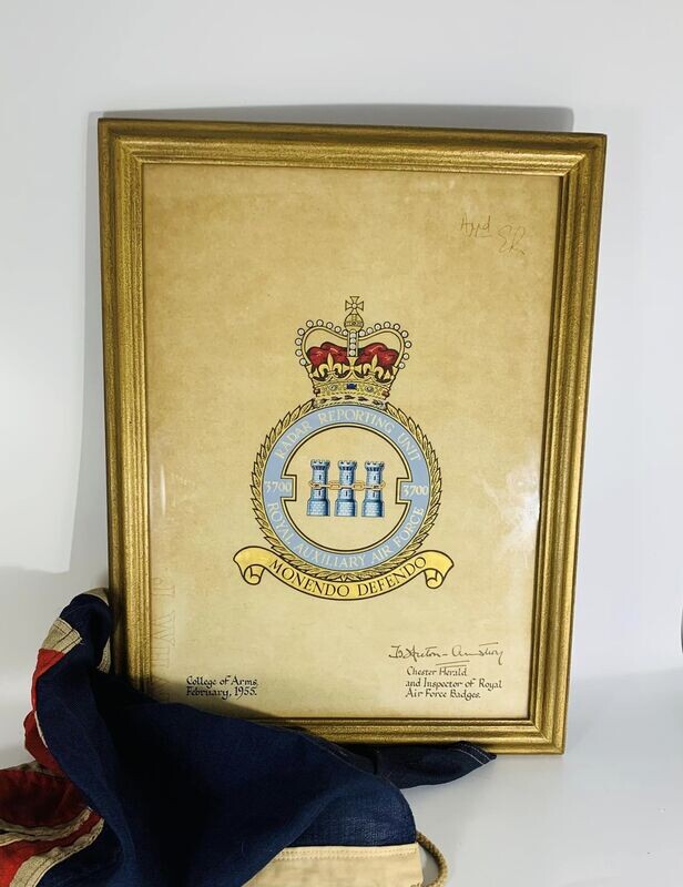 Queen Elizabeth II Signed RAF Hand Painted Crest by The College of Arms 1955
