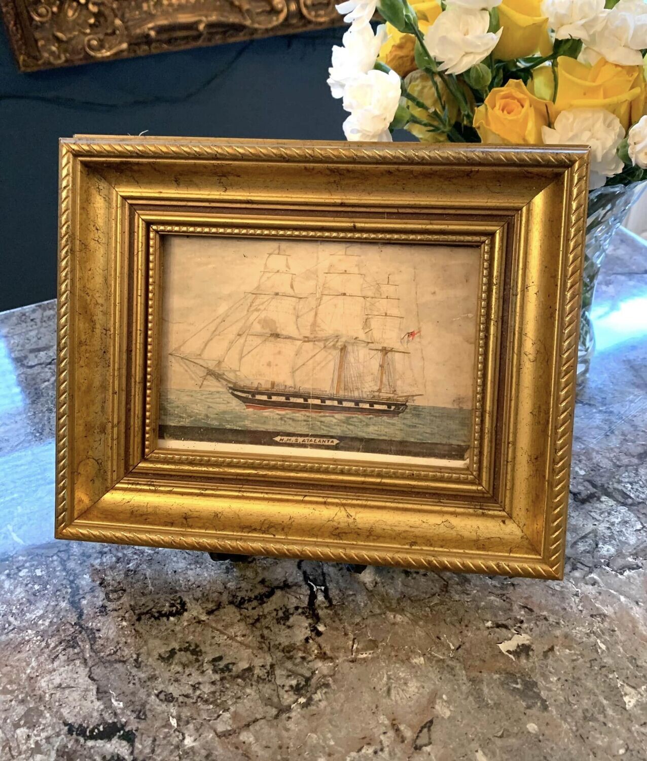 Royal Navy Sailors Journal Painting of HMS Atalanta (c.1880).