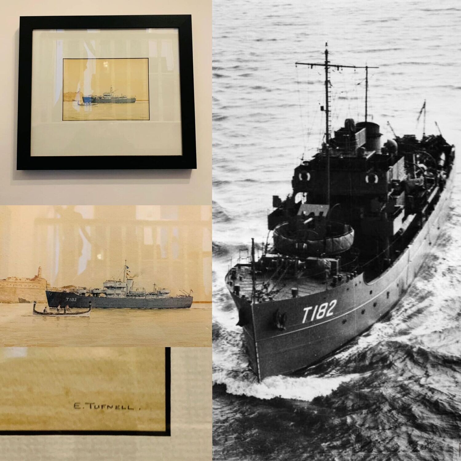 WW2 Royal Navy Watercolour by British Marine Artist Eric Tufnell (1888-1978)