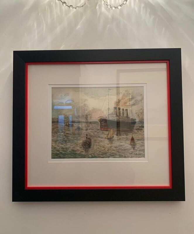 Watercolour Sketch of RMS Olympic by Charles Edward Dixon R.A (d.1910)