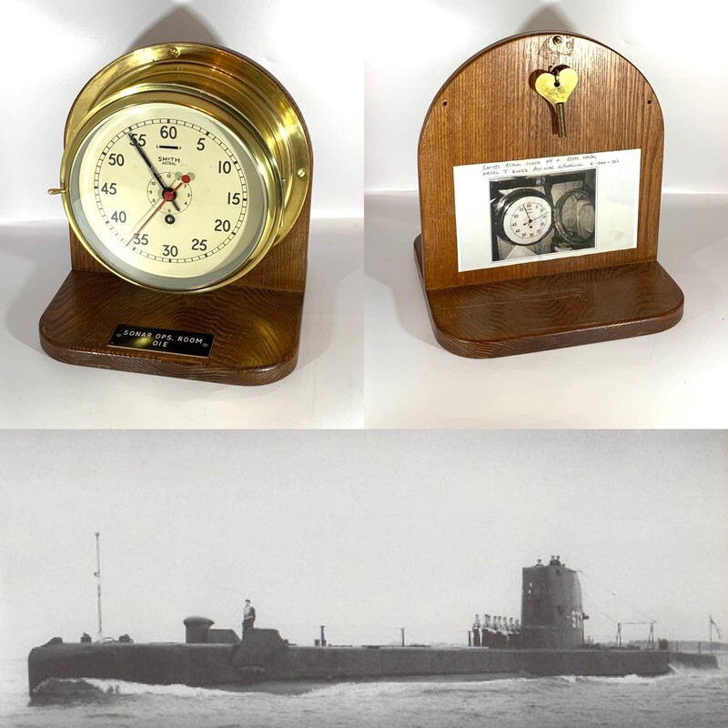 Large Royal Navy T Class Submarine Sonar Room Bulkhead Clock (c.1950-60) by Smith Astral