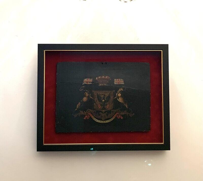 18thC Oil on Board Armorial Coat of Arms Painting for the 7th Earl of Northesk, Admiral William Carnegie