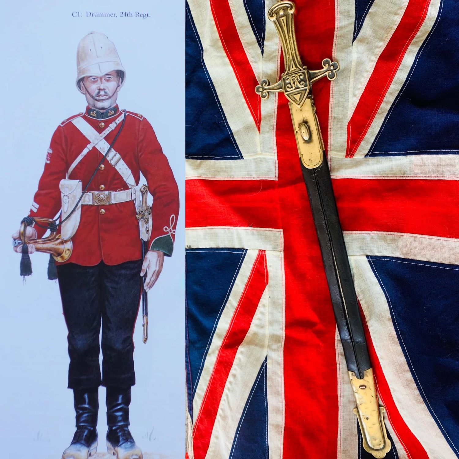 Original 1856 Pattern Drummers Short Sword & Leather Scabbard (Essex Regt?)