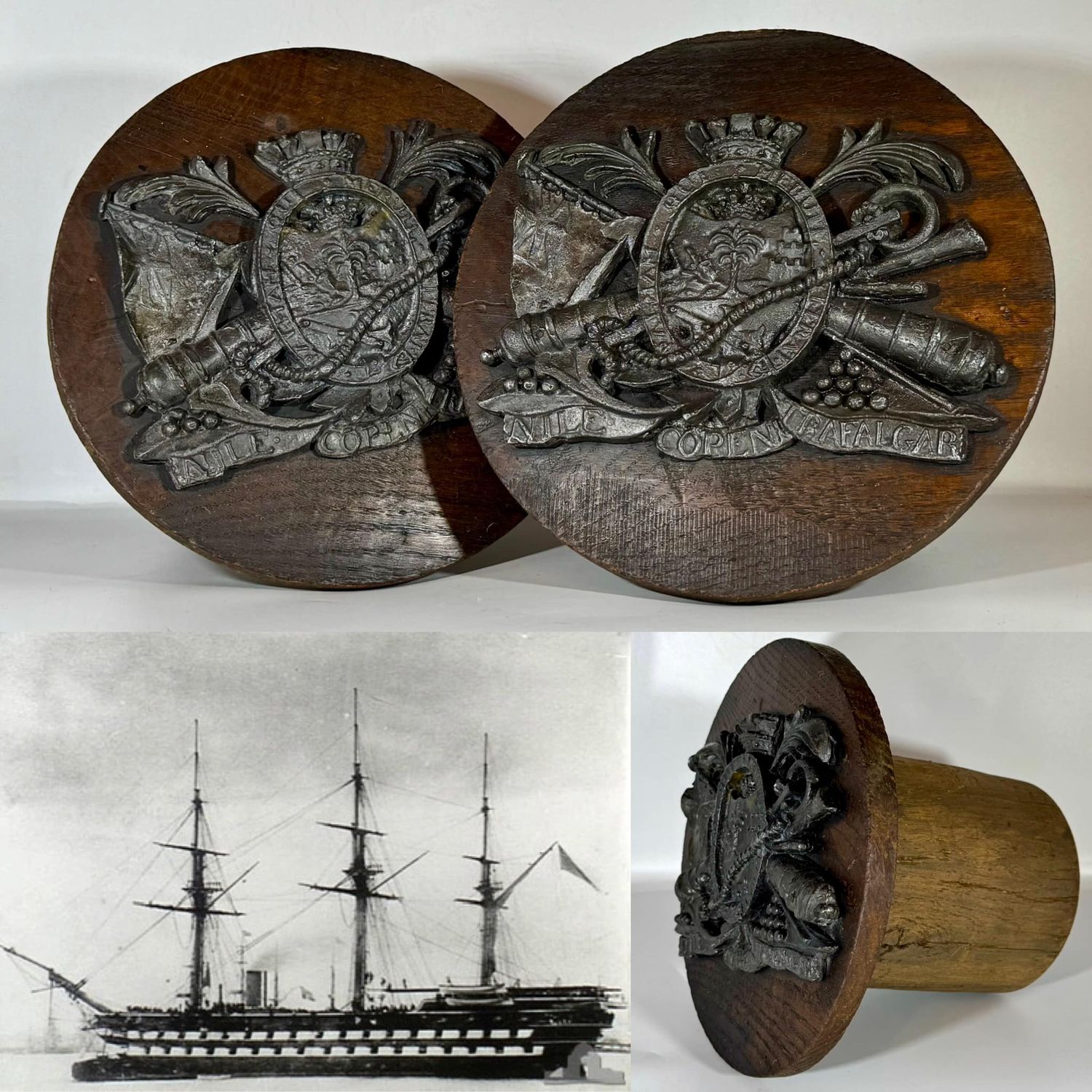 Rare pair of Royal Navy HMS Nelson 32 or 24 Pounder Cannon Tampion Plugs (c.1814)