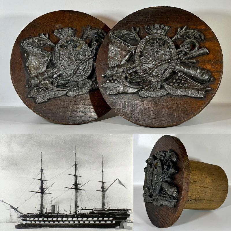 Rare pair of Royal Navy HMS Nelson 32 or 24 Pounder Cannon Tampion Plugs (c.1814)