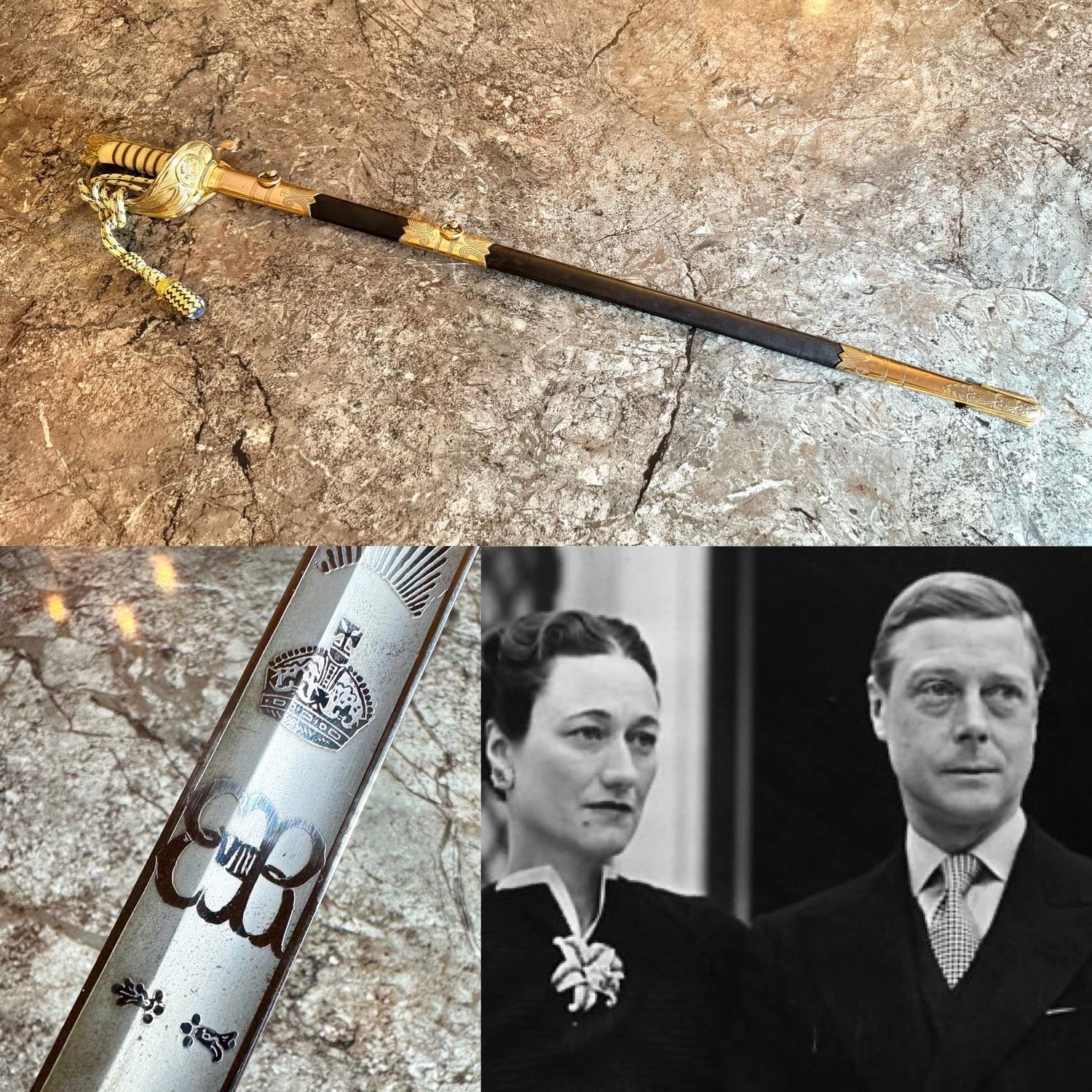 Rare King Edward VIII Royal Navy 1827 Pattern Officers Ceremonial Sword (c.1936)