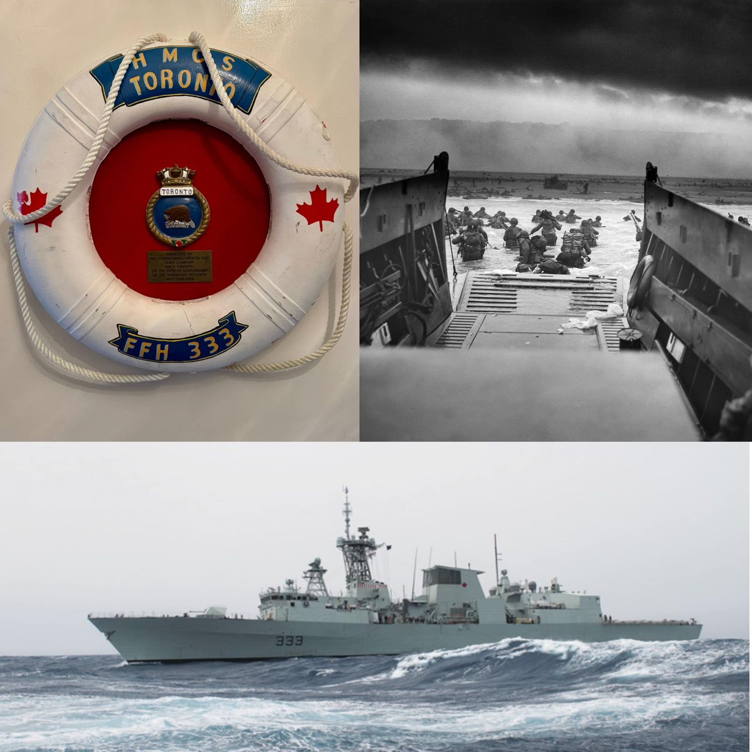 HMCS Toronto (FFH 333) D-Day Landing 50th Anniversary Presentation Life Ring (d.1994)