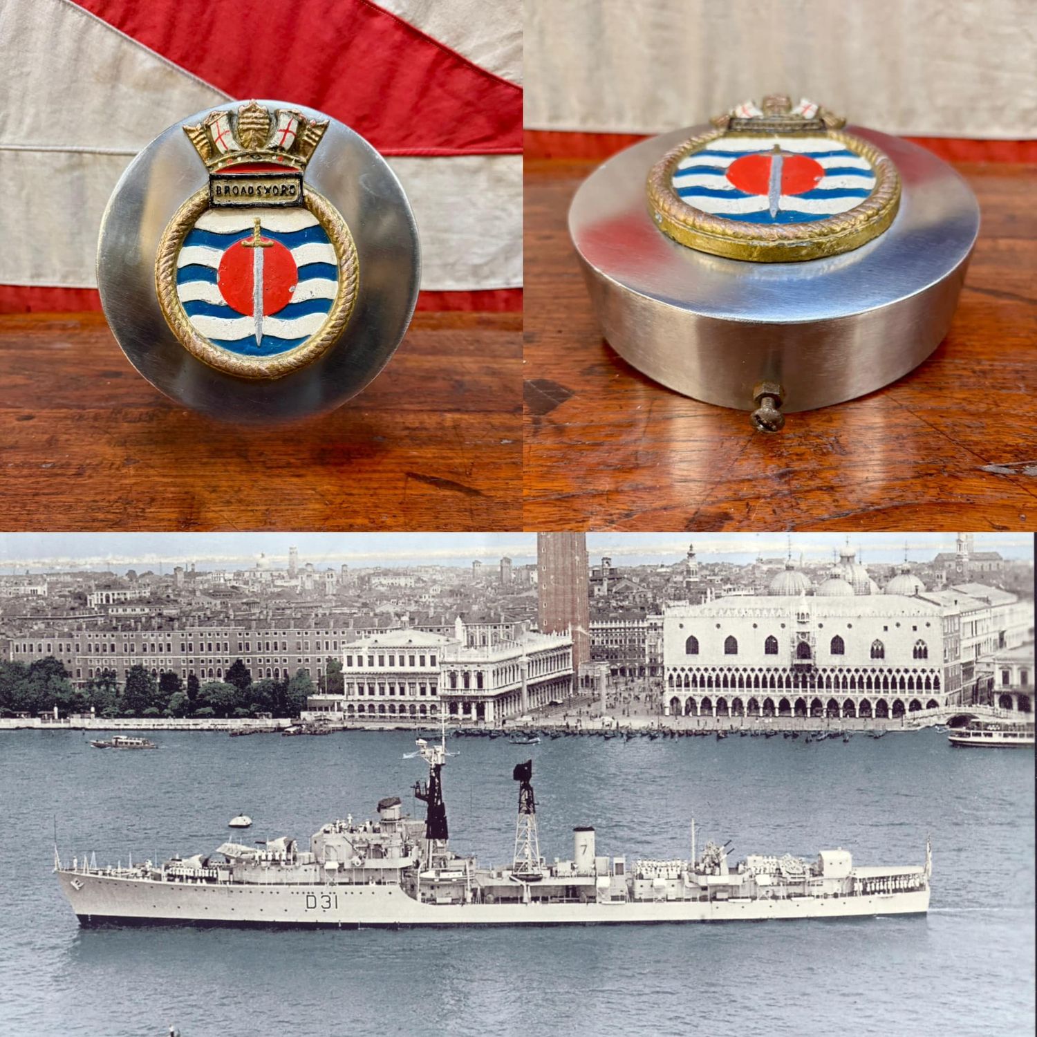 Vintage Royal Navy HMS Broadsword (D31) Chromed Gun Cover or Tampion (c.1948-68)