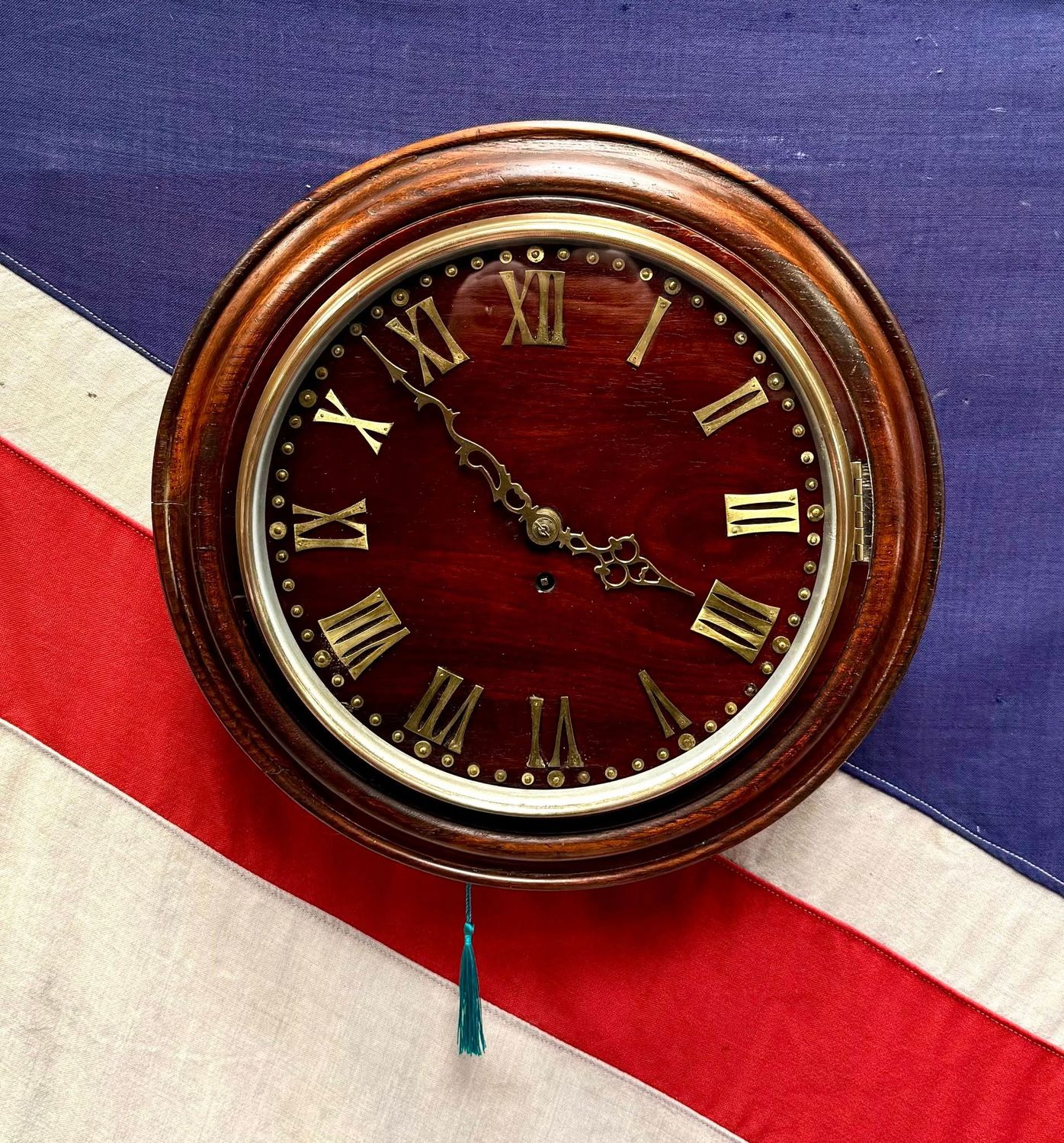 Wonderful Solid Mahogany & Brass Single Fusee Wall Clock by Camerer Cuss & Co