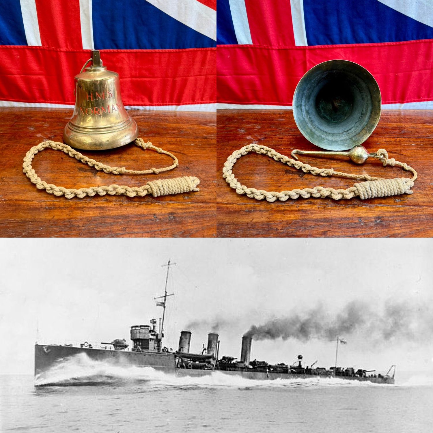 WW1 Royal Navy Admiralty M-Class Destroyer HMS Norman Bronze Ships Bell.