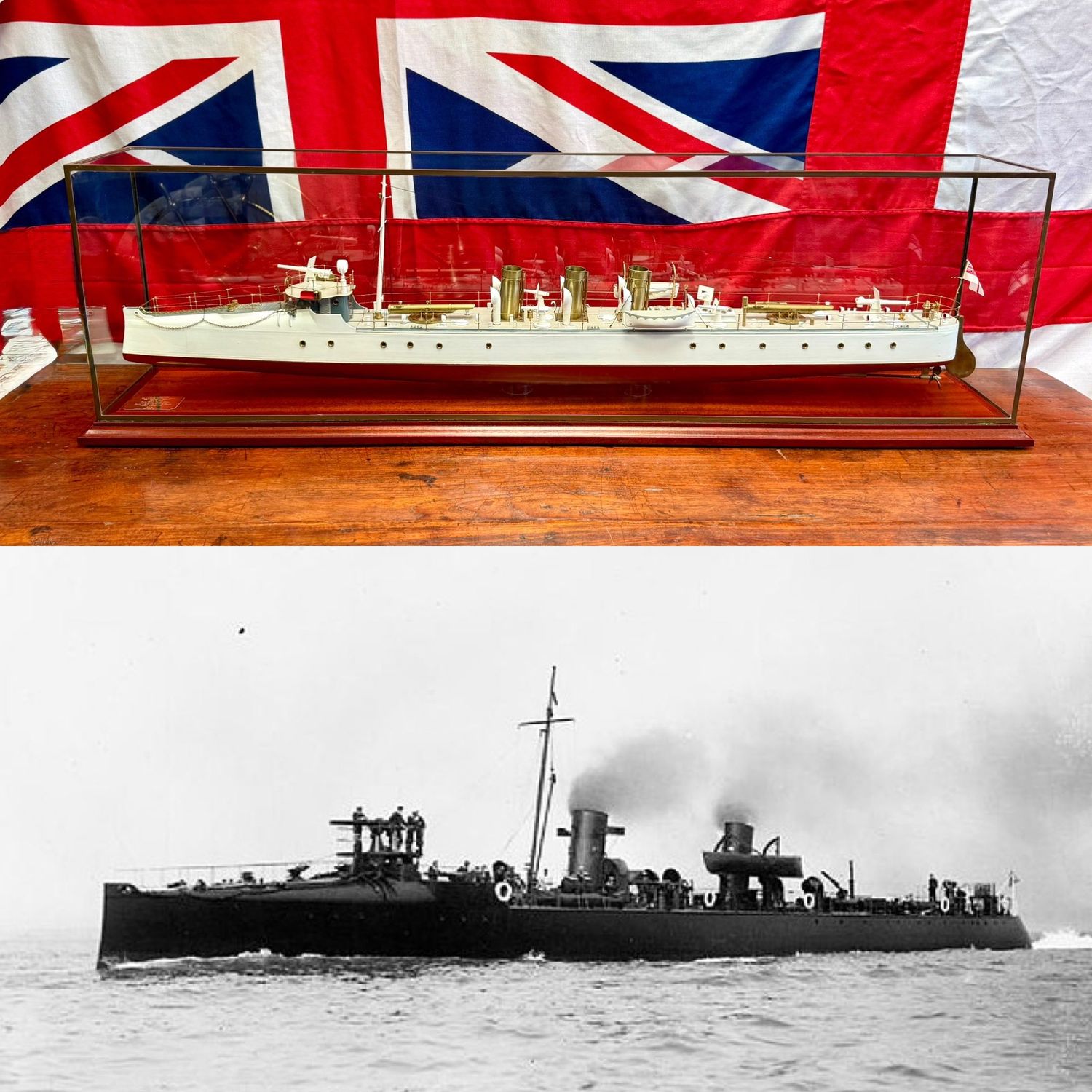 Museum Quaility Scratch Built Royal Navy HMS Boxer Cased Model by the Shipwrights of London