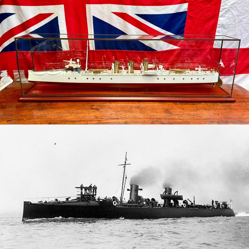 Museum Quaility Scratch Built Royal Navy HMS Boxer Cased Model by the Shipwrights of London