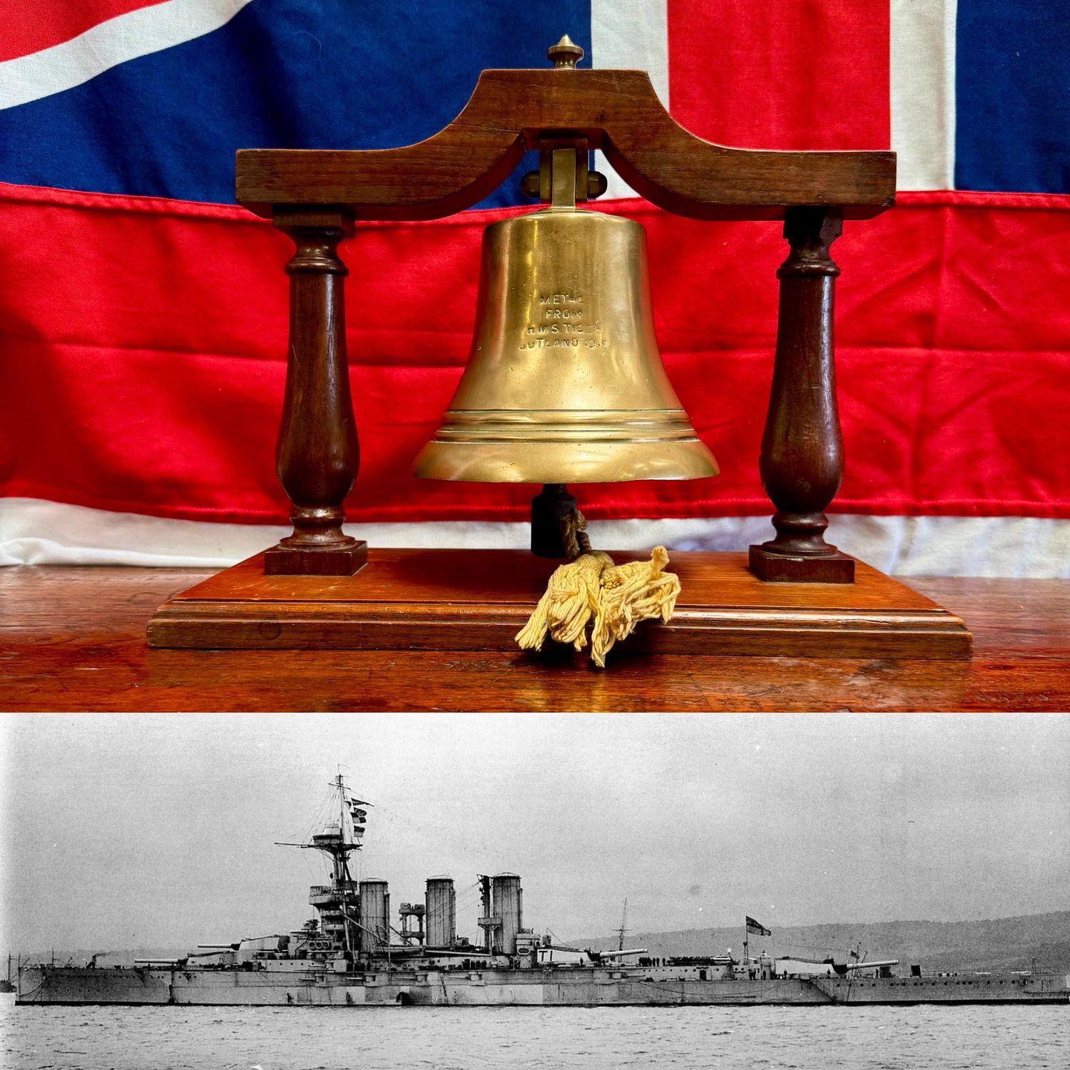 Superb Solid Bronze Royal Navy Salvaged HMS Tiger Ships Bell. c.1914-32