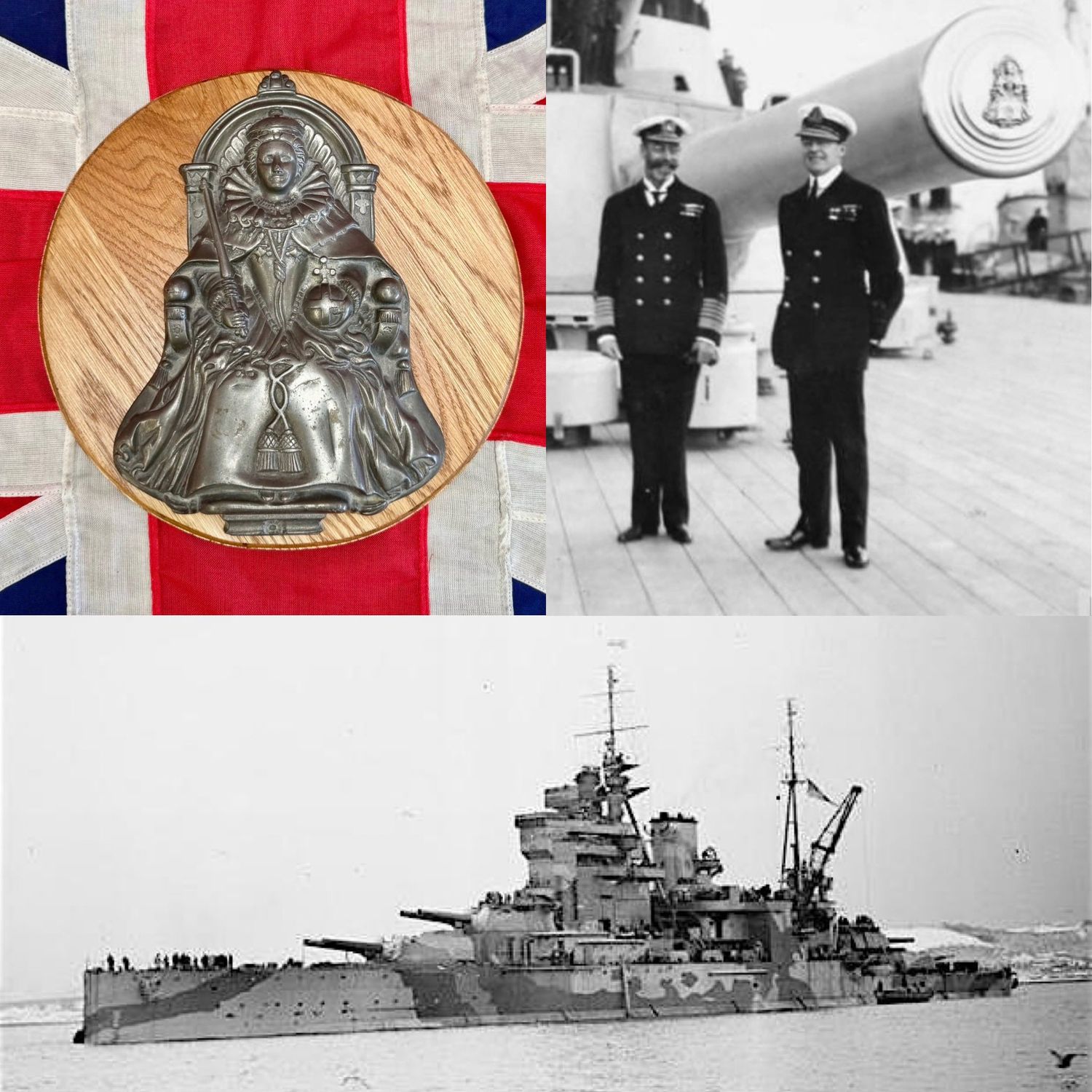 Superb Genuine Large Royal Navy HMS Queen Elizabeth 15” Gun Tampion c.1914-48.