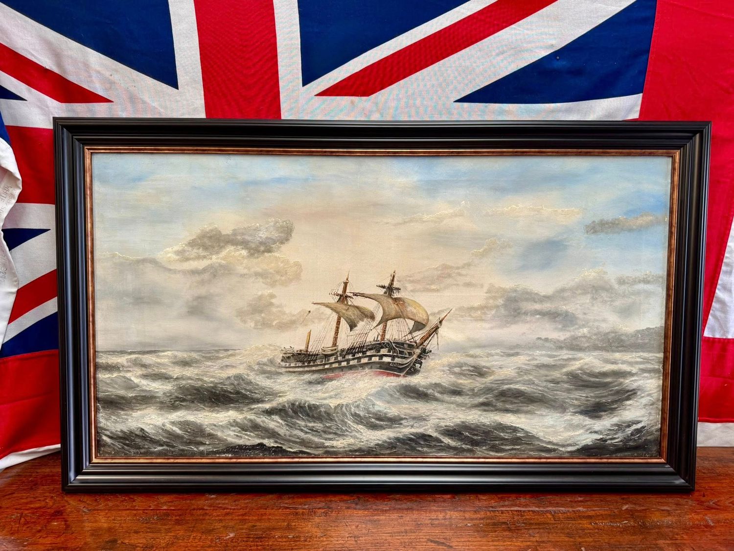 Superb Large Oil on Canvas Seascape Painting by the Cornish Artist John Henry West