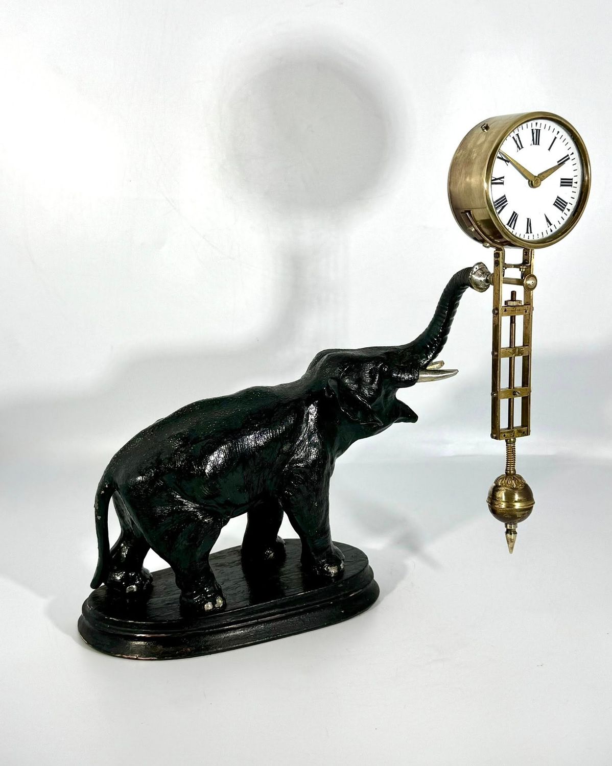 ​Antique Solid Brass/Bronze Metronomic Elephant Mystery Clock (c.1890)