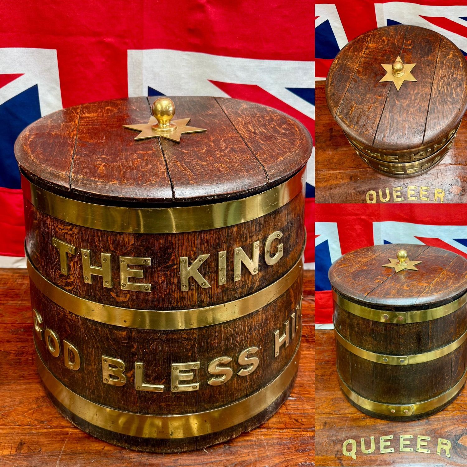Fabulous Large Victorian Royal Navy Coopered Oak Rum Serving Barrel or Tub c.1880