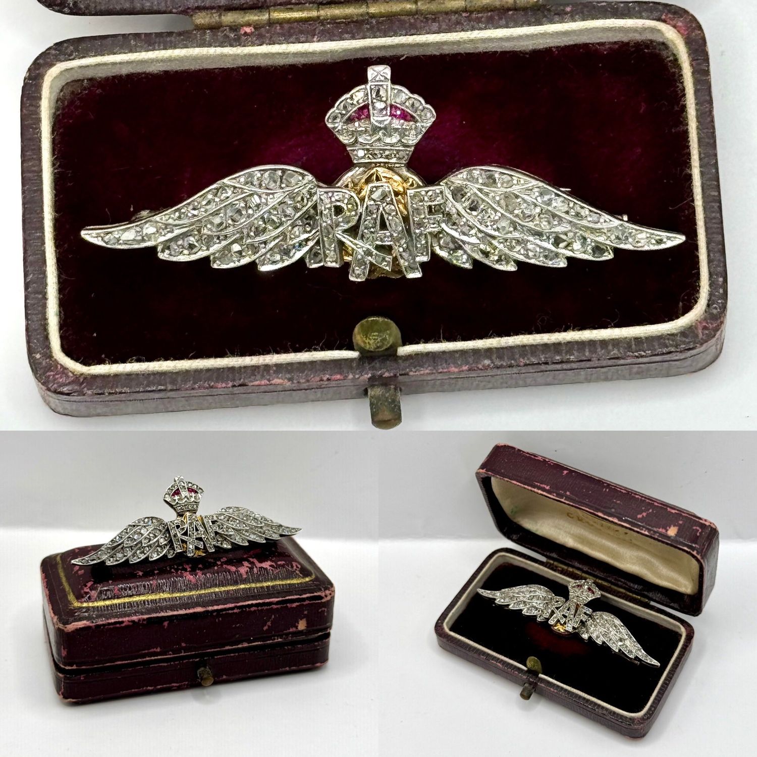 Vintage WW2 Royal Air Force Diamond Encrusted Sweetheart Brooch c.1940 Vintage WW2 Royal Air Force Diamond Encrusted Sweetheart Brooch c.1940
