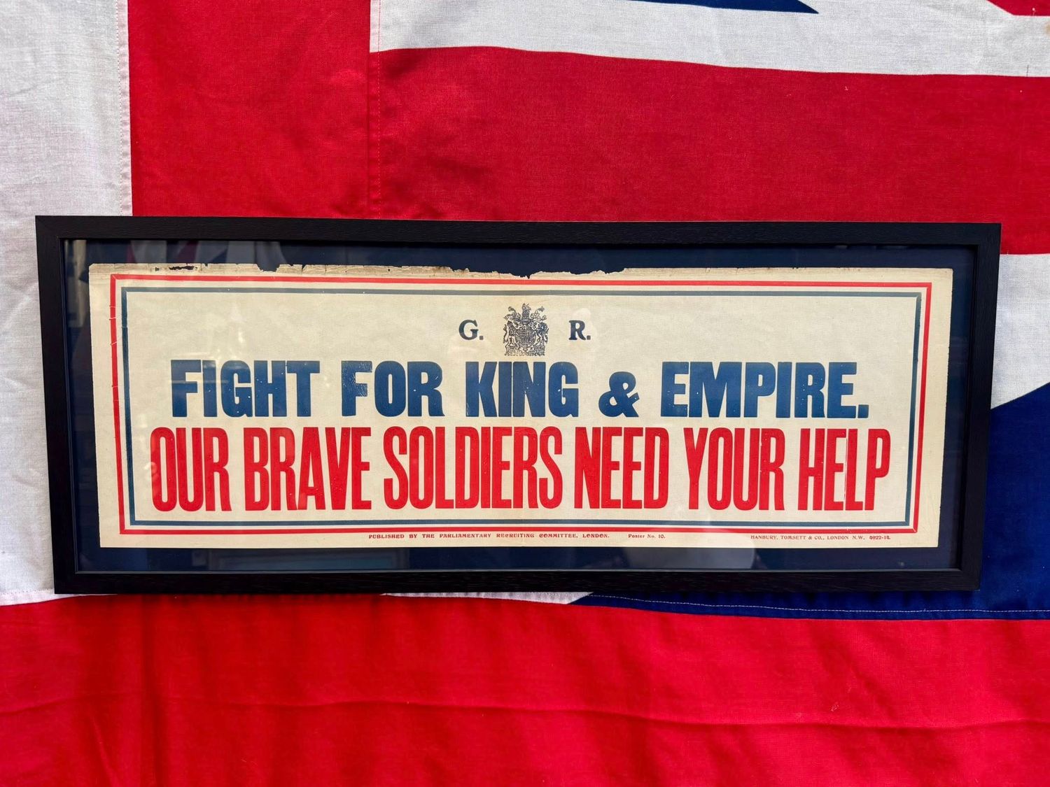Original WW1 “Fight For King & Empire” Banner Poster by Hanbury, Tomsett and Co c.1914 Original WW1 “Fight For King & Empire” Banner Poster by Hanbury, Tomsett and Co c.1914