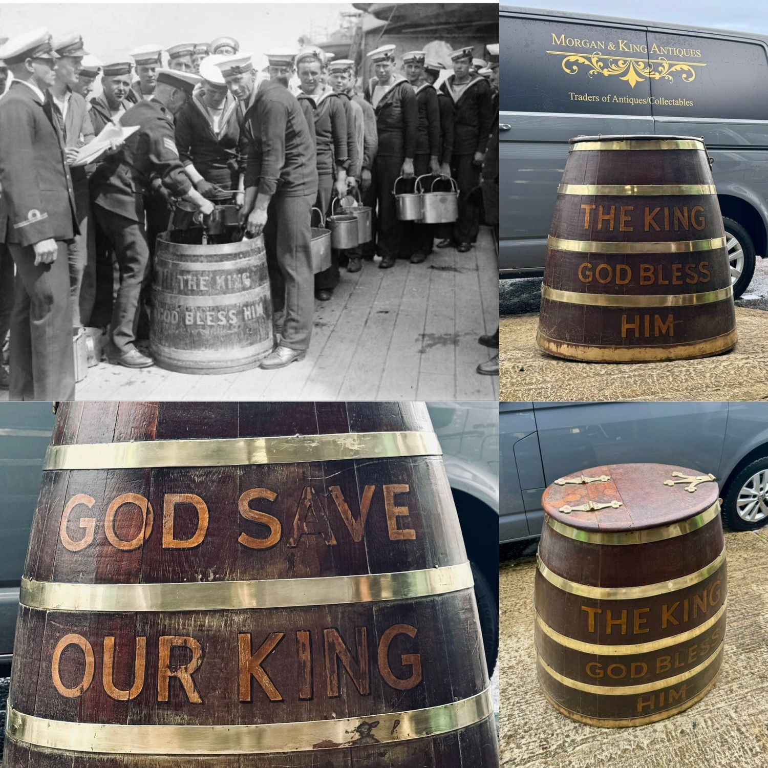 Superb Large Royal Navy Solid Oak Coopered Grog or Rum Ration Serving Barrel c.1800-37. Superb Large Royal Navy Solid Oak Coopered Grog or Rum Ration Serving Barrel c.1800-37.
