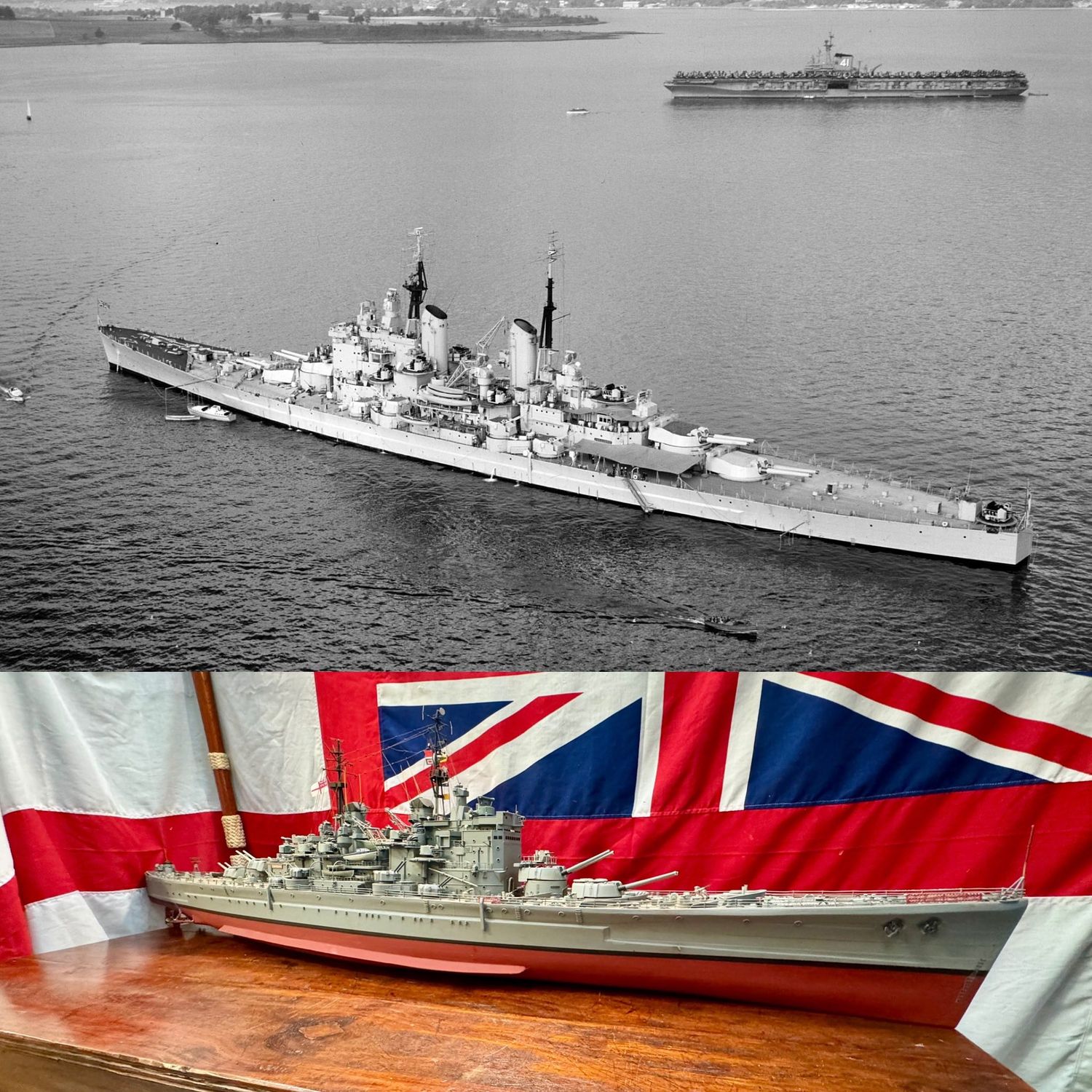Superb Hand Crafted 2M Long Royal Navy HMS Vanguard Motorised Battleship Model