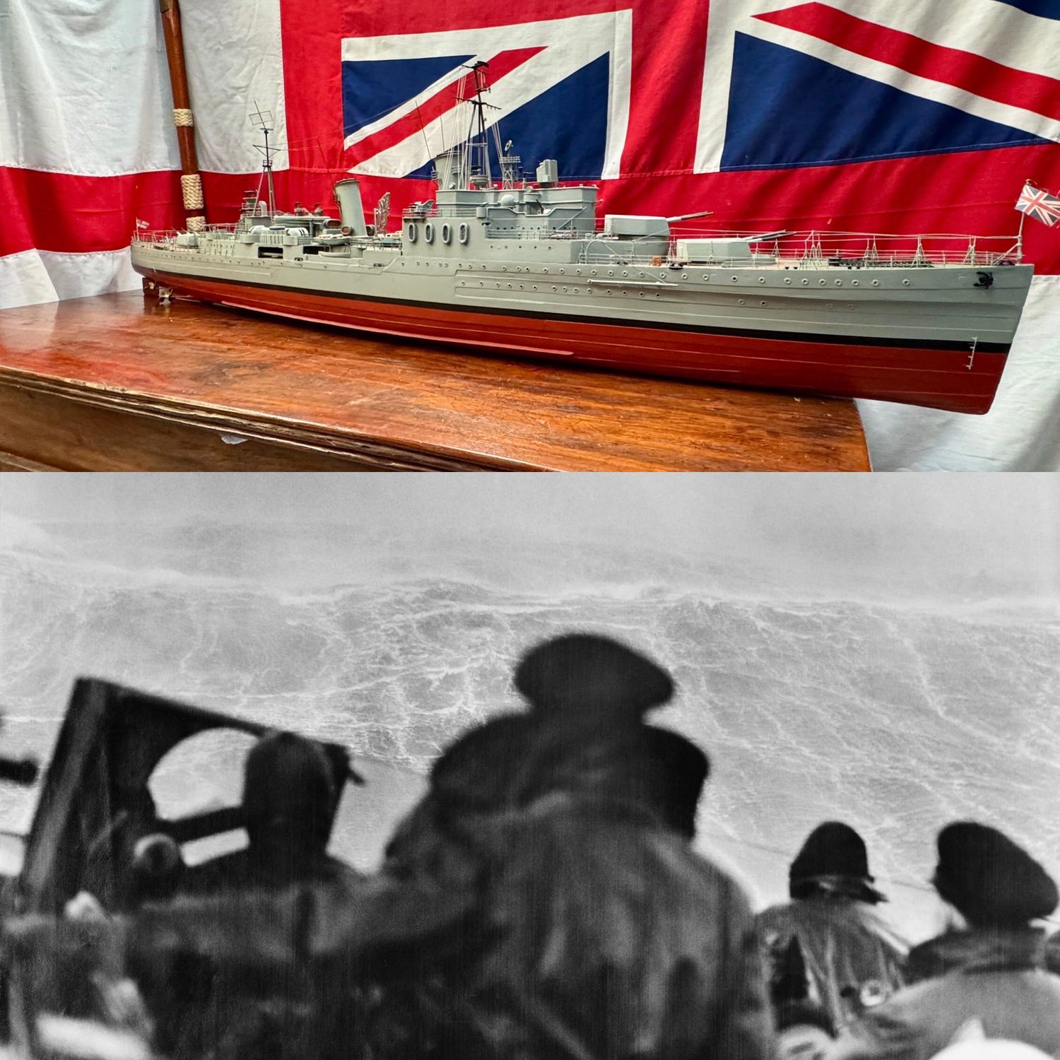 Large 6ft Vintage Motorised WW2 Royal Navy HMS Sheffield Cruiser Model. Large 6ft Vintage Motorised WW2 Royal Navy HMS Sheffield Cruiser Model.