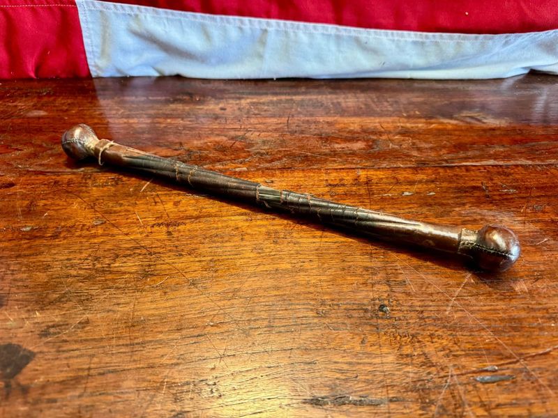 Superb 19thC Marine or Navy Leather & Baleen Boatswain’s Persuader or “Starter”.