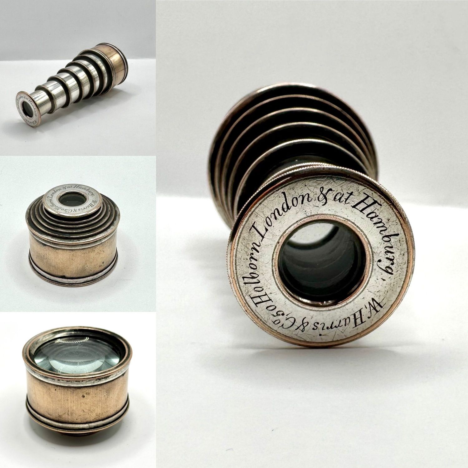 Superb Georgian Silvered 6 Drawer Spy Glass by W.Harris of Holborn London & Hamburg c.1820