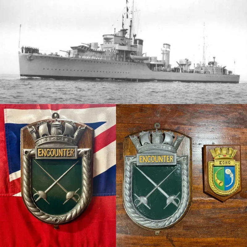 Superb WW2 Royal Navy HMS Encounter Screen Badge (1934-42)
