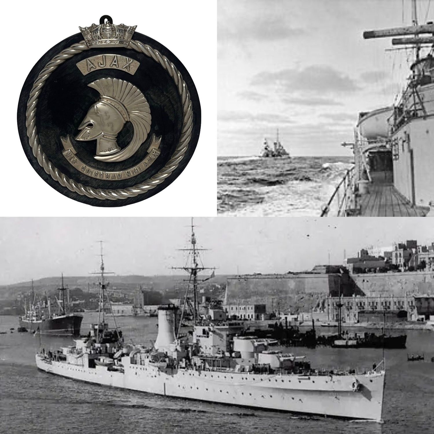 Superb Royal Navy HMS Ajax Ship Buiders Badge by Vickers-Armstrong (d.1934) Superb Royal Navy HMS Ajax Ship Buiders Badge by Vickers-Armstrong (d.1934)