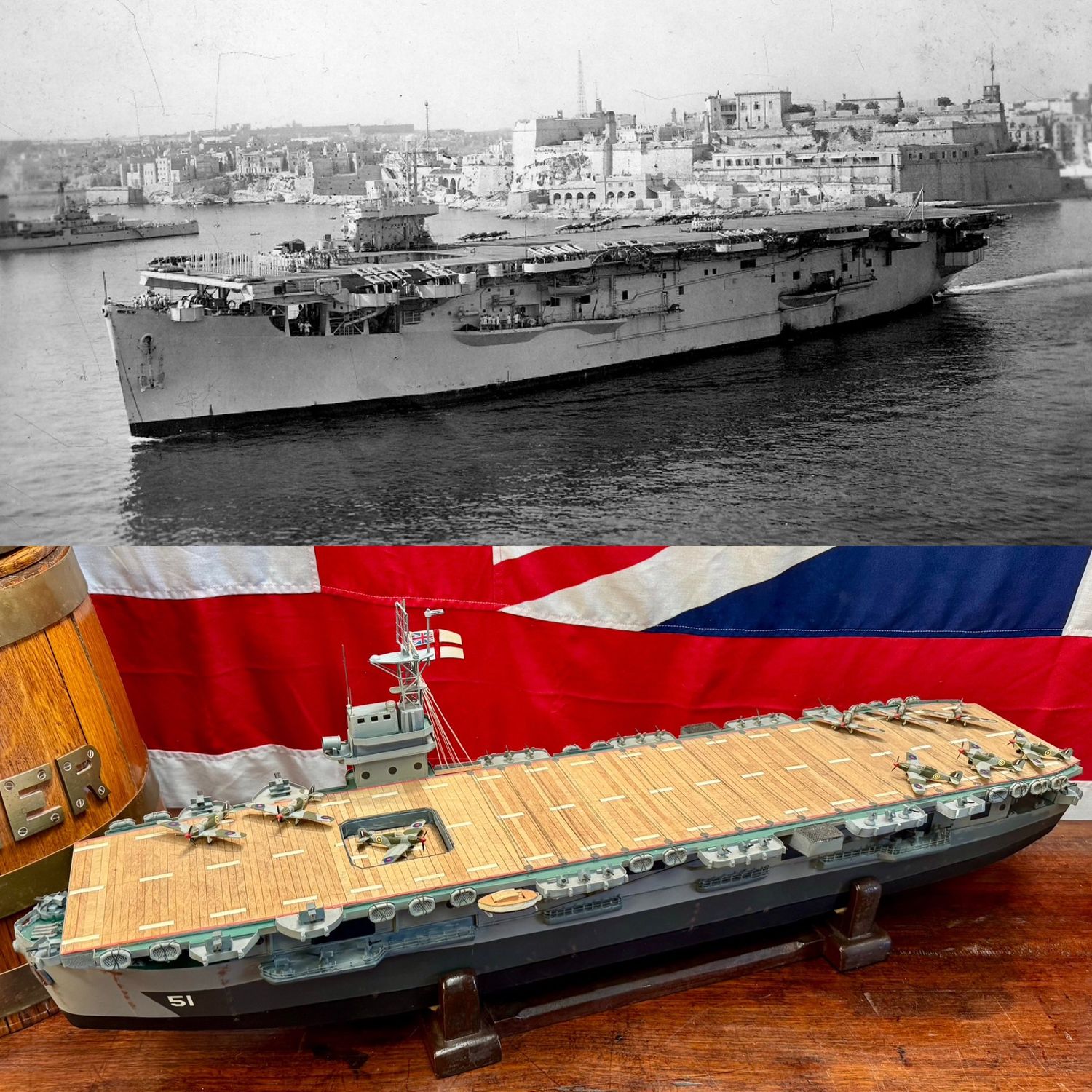 Superb Vintage Scratchbuilt Motorised WW2 Royal Navy HMS Atheling Escort Carrier Model Superb Vintage Scratchbuilt Motorised WW2 Royal Navy HMS Atheling Escort Carrier Model