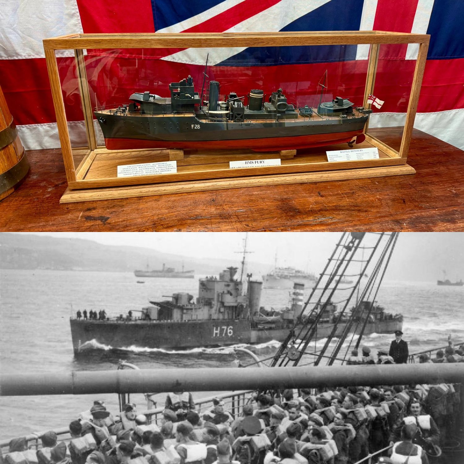 Fantastic Glass Cased WW2 Royal Navy Destroyer HMS Fury Steam Powered Model Fantastic Glass Cased WW2 Royal Navy Destroyer HMS Fury Steam Powered Model