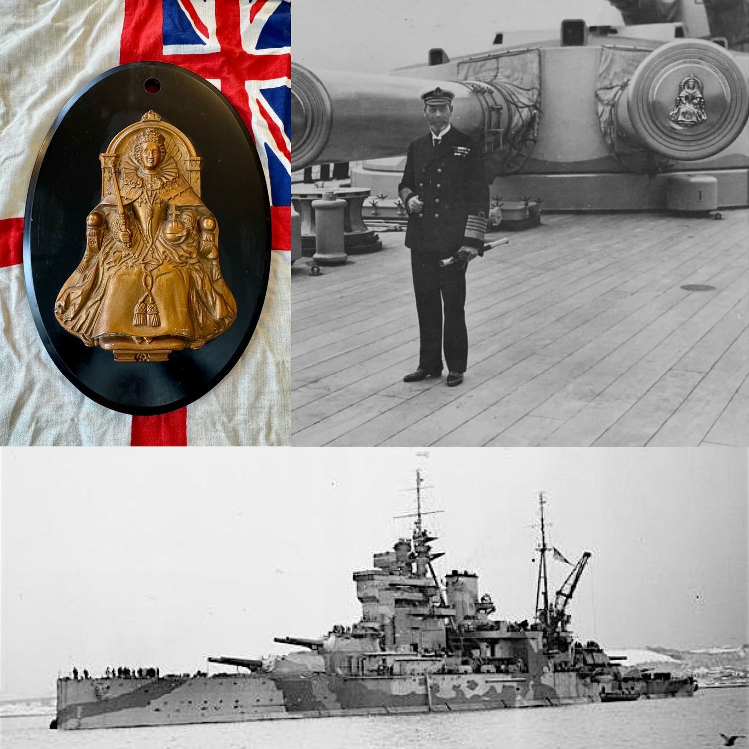 Superb Genuine Large Royal Navy HMS Queen Elizabeth 15” Gun Tampion c.1914-48.