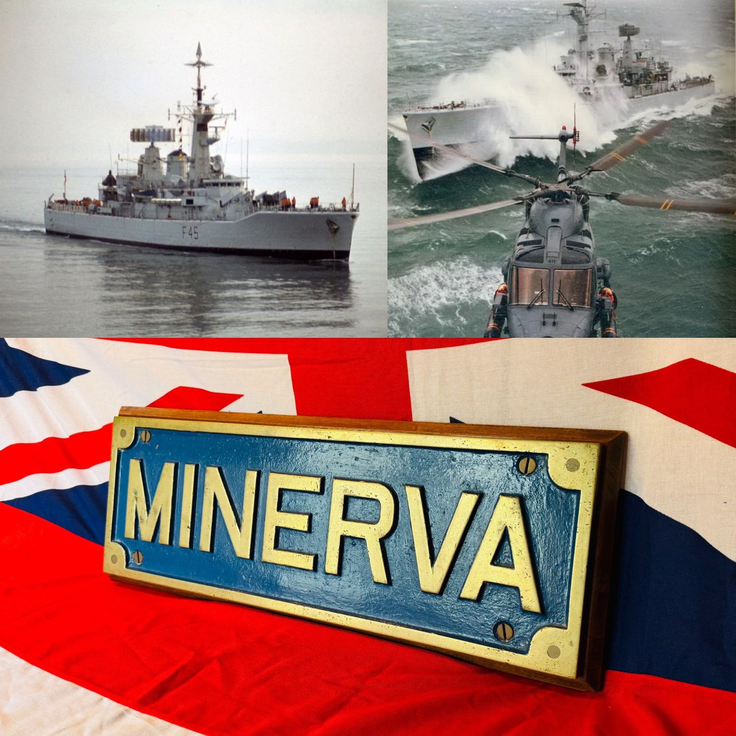 Heavy Solid Bronze Royal Navy HMS Minerva Name Plate c.1966-93 Heavy Solid Bronze Royal Navy HMS Minerva Name Plate c.1966-93