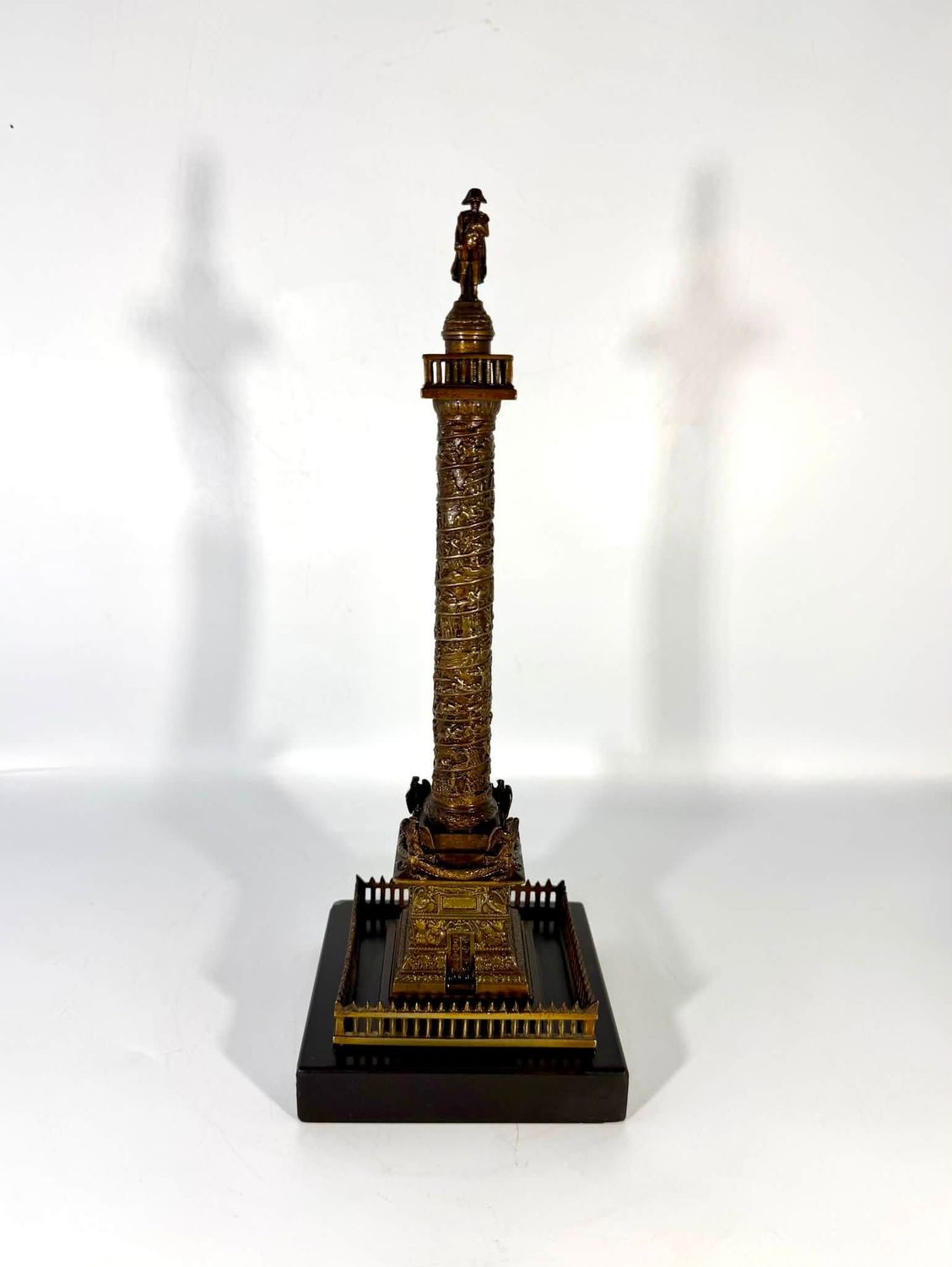 Victorian Solid Bronze Marble Grand Tour Vendome Column for Napoleon Souvenir Victorian Solid Bronze Marble Grand Tour Vendome Column for Napoleon Souvenir