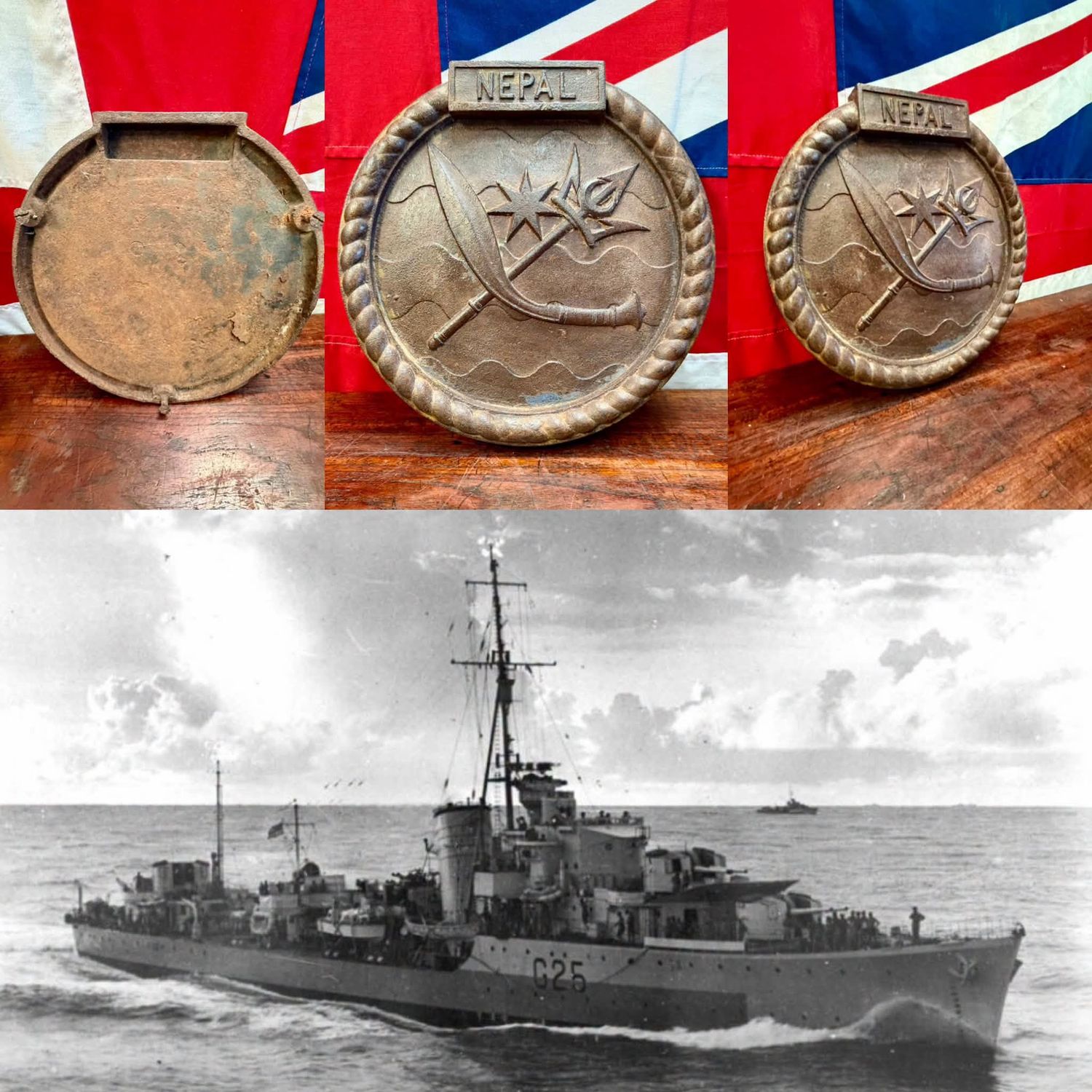 Superb Original Royal Australian Navy HMAS Nepal Screen Badge c.1941 Superb Original Royal Australian Navy HMAS Nepal Screen Badge c.1941