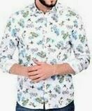 Floral Printed Party Wear Shirt, White