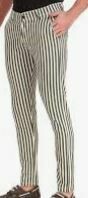 Stripes Trouser, White-Green Slim Fit