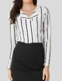 Formal Stripes Shirt with Mini Skirt