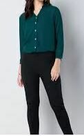 Formal Green Top with Black Bottom
