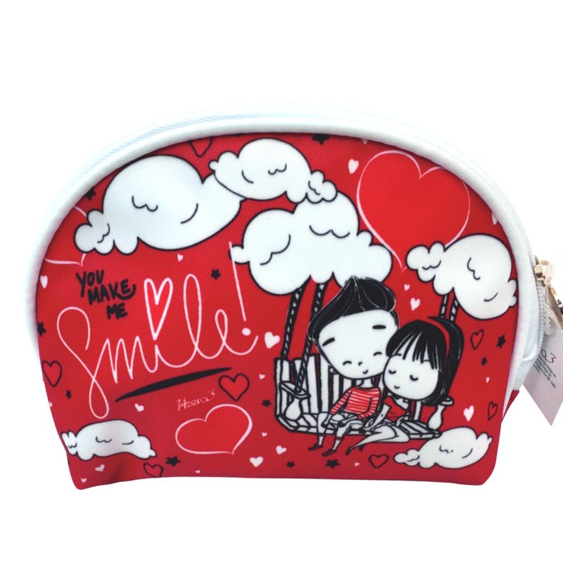 TROUSSE A MAQOUILLAGE EN TISSU "IN LOVE FOREVER" EN SIMILI CUIRE AVEC ZIP
