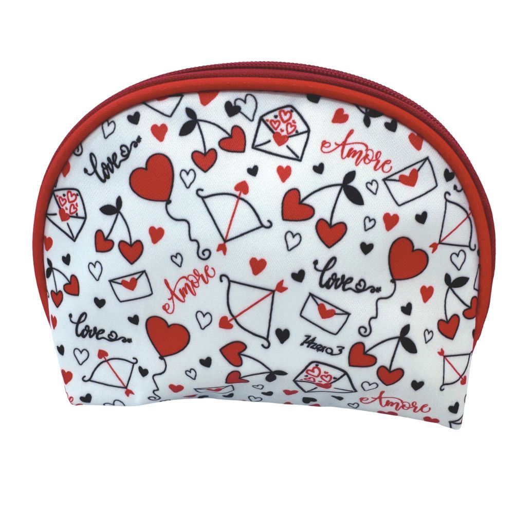 TROUSSE A MAQOUILLAGE EN TISSU "IN LOVE FOREVER" EN SIMILI CUIRE AVEC ZIP