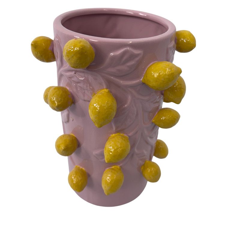 FRUIT LEMON LIGHTPINK CILINDER 21X31CM
