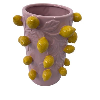 FRUIT LEMON LIGHTPINK CILINDER 21X31CM