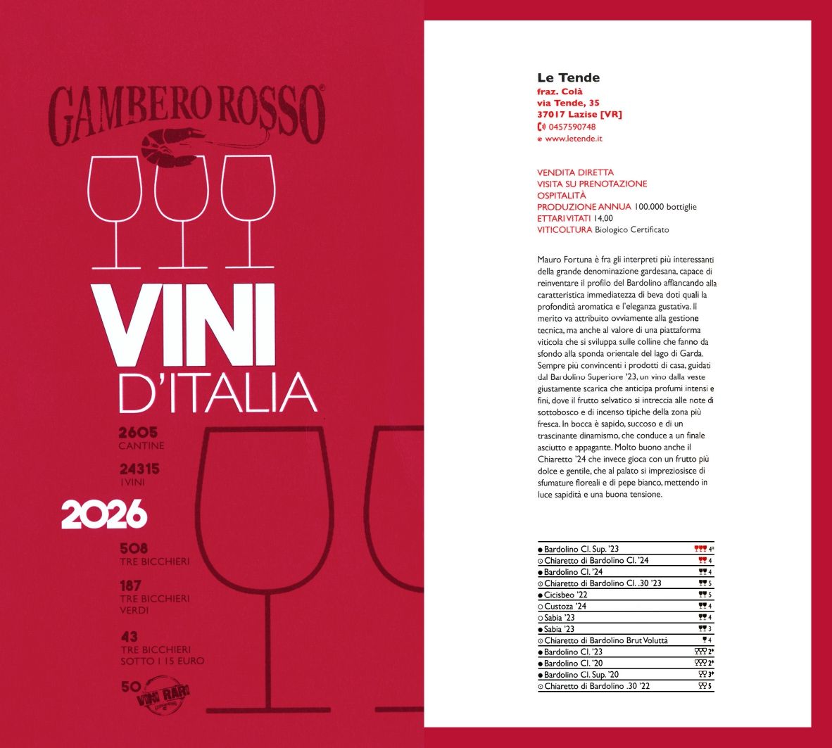 BARDOLINO SUPERIORE CLASSICO DOCG 2024 BIO - LE TENDE