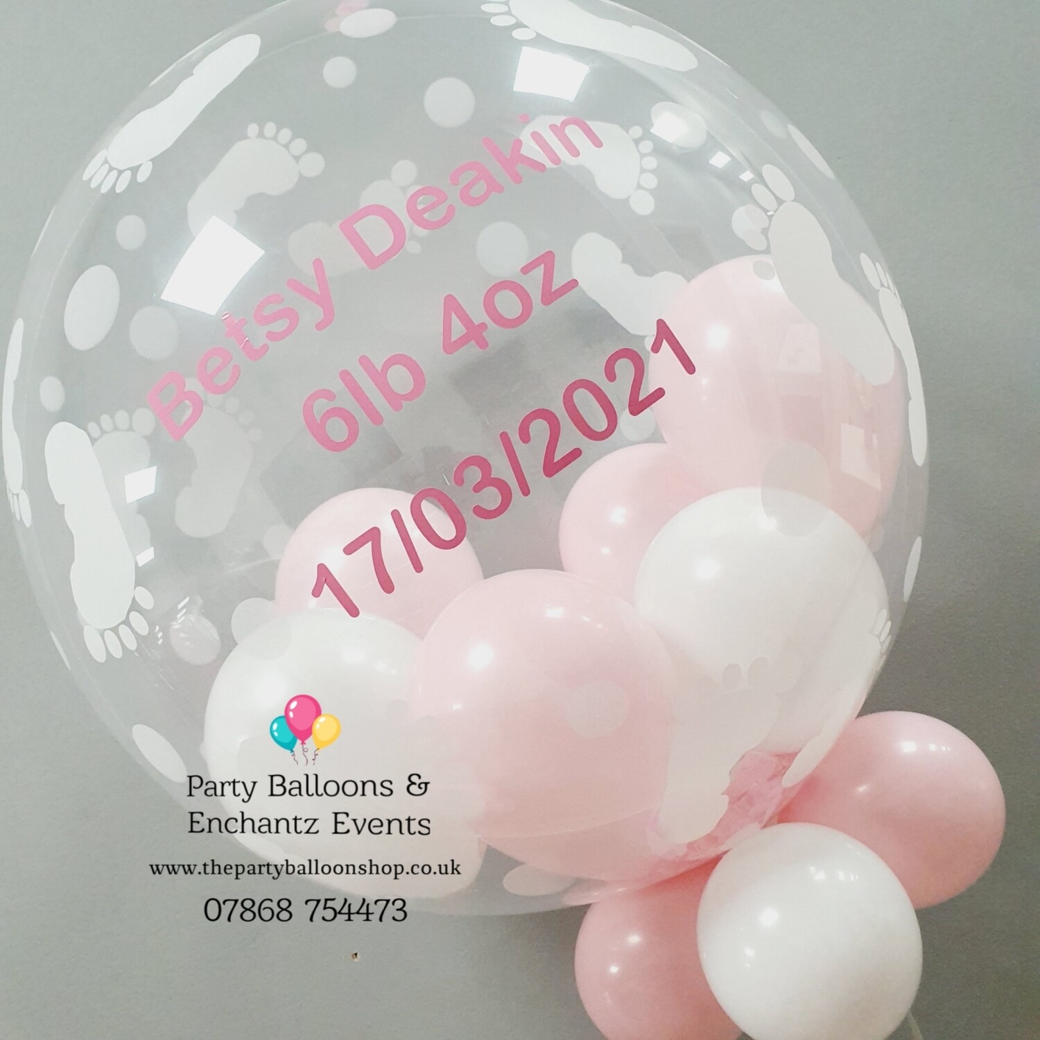 Personalised Bubble Balloon with baby feet